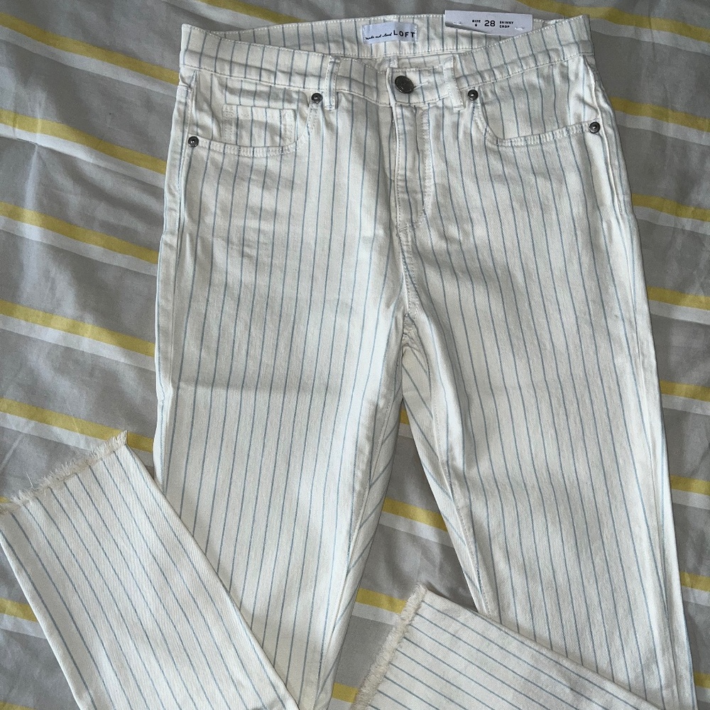 Loft Pinstripe Skinny Jeans